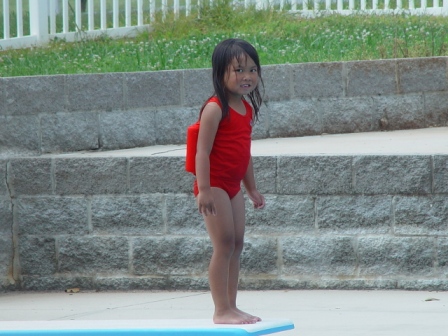 Kasen standing on the diving board